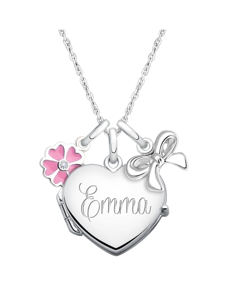 Heart Locket &quot;Design Your Own&quot; Teen&#039;s Necklace for Girls (50+ Optional Charms &amp; FREE Engraving) - Sterling Silver