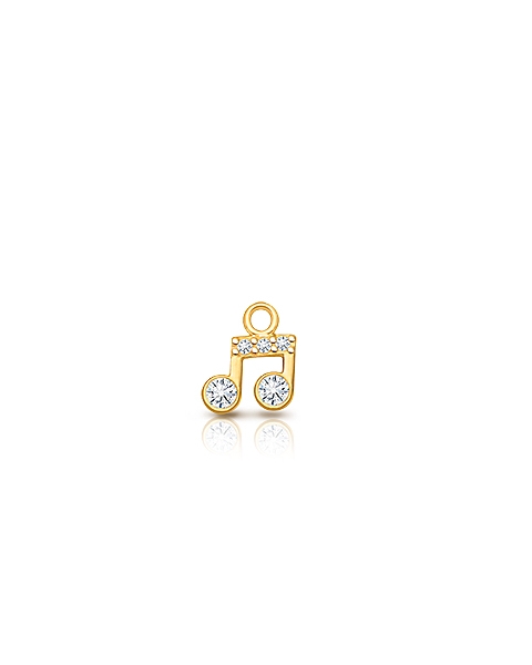 Music Note - Clear CZ Baby/Children&#039;s Individual Charm (Add to Your Existing Bracelet or Necklace) - 14K Gold