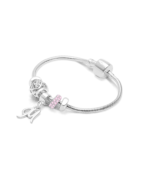 Adoré™ 3 Charm Initial Starter Set, Baby/Children&#039;s Personalized Charm Bracelet for Girls - Sterling Silver