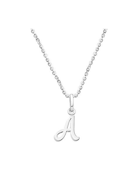 Cursive Initial, Communion Personalized Children&#039;s Necklace for Girls (Includes Religious Charm) - Sterling Silver