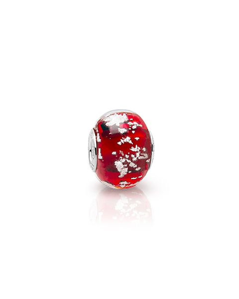 January Birthstone, Sterling Silver and Garnet Red Murano Glass (Hand Made in Italy) - Children&#039;s Adoré™ Charm