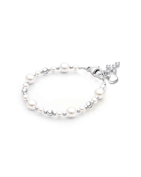 Little Lady, Christening/Baptism Baby/Children’s Beaded Bracelet for Girls - Sterling Silver
