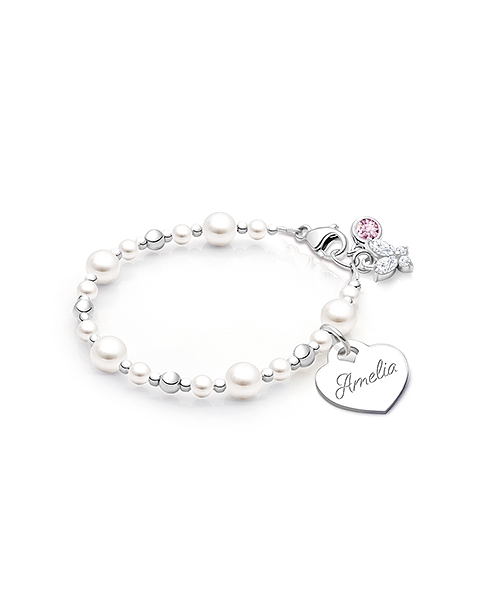 Little Lady, Baby/Children’s Beaded Bracelet for Girls (INCLUDES Engraved Charm) - Sterling Silver