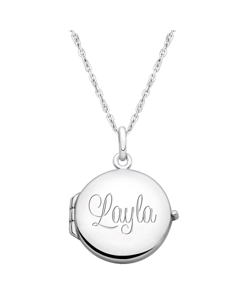 Round Locket, Engraved Children&#039;s Necklace for Girls (FREE Personalization) - Sterling Silver