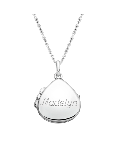 Teardrop Locket, Engraved Teen&#039;s Necklace for Girls (FREE Personalization) - Sterling Silver