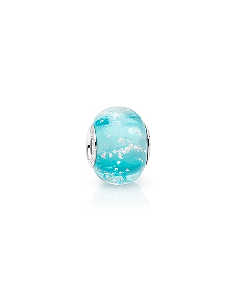 March Birthstone, Sterling Silver and Aquamarine Blue Murano Glass (Hand Made in Italy) - Children&#039;s Adoré™ Charm