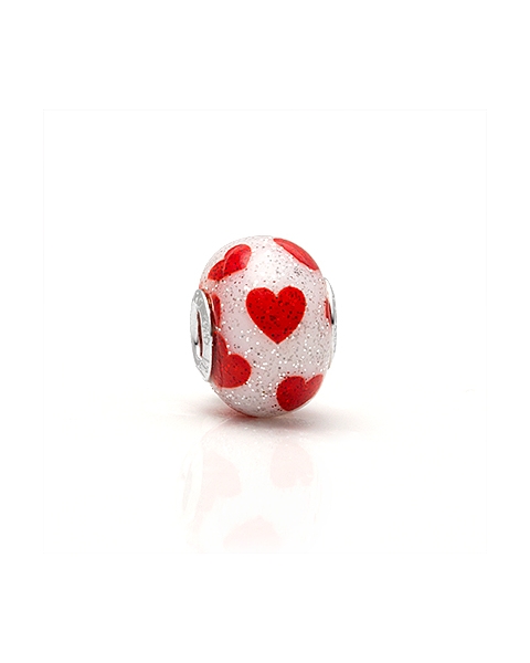 Be still my heart!  Girl&#039;s red hearts charm splashed with glitter