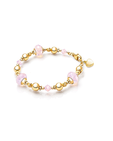 14k gold pink opal bracelet for kids