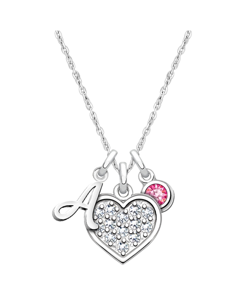 Oh So Loved, Children&#039;s Personalized Necklace Set for Girls (Includes Heart, Initial, and Birthstone Charms) - Sterling Silver
