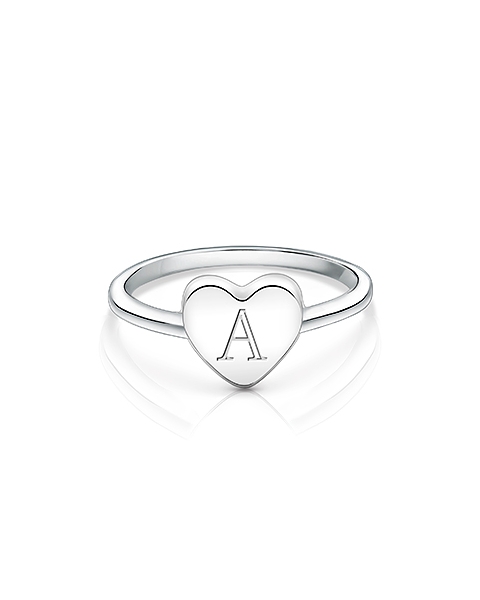 Heart Signet, Engraved Children&#039;s Ring for Girls (FREE Personalization) - Sterling Silver