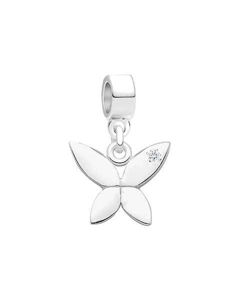 On a Wing and a Whim, Sterling Silver Clear CZ Butterfly - Children&#039;s Adoré™ Dangle Charm