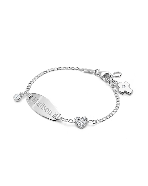 Personal Name Bracelet White Gold with Heart for Girls