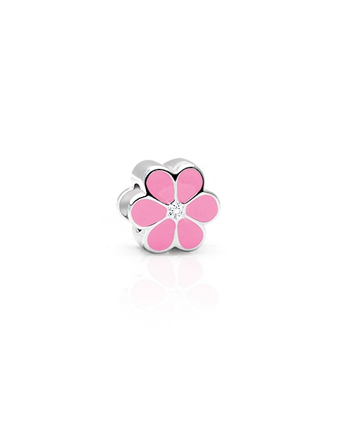 &quot;Do you suppose she is a wildflower?&quot;  Girl&#039;s silver pink daisy charm with cz