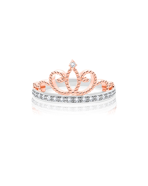 Rosabella™ Princess, Clear CZ Crown, Children&#039;s Two-Tone Ring for Girls - Sterling Silver