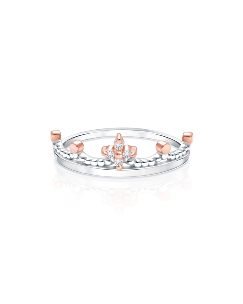 Rosabella™ Tiara, Clear CZ Children&#039;s Two-Tone Ring for Girls - Sterling Silver