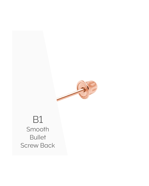 Earring Back (B1) Smooth Bullet Screw Back - 14K Rose Gold