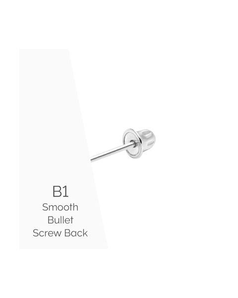 Earring Back (B1) Smooth Bullet Screw Back - 14K White Gold