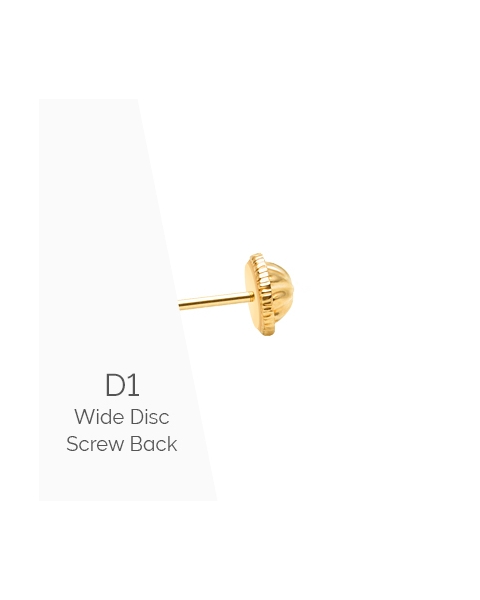 Earring Back (D1) Wide Disc Screw Back - 14K Gold