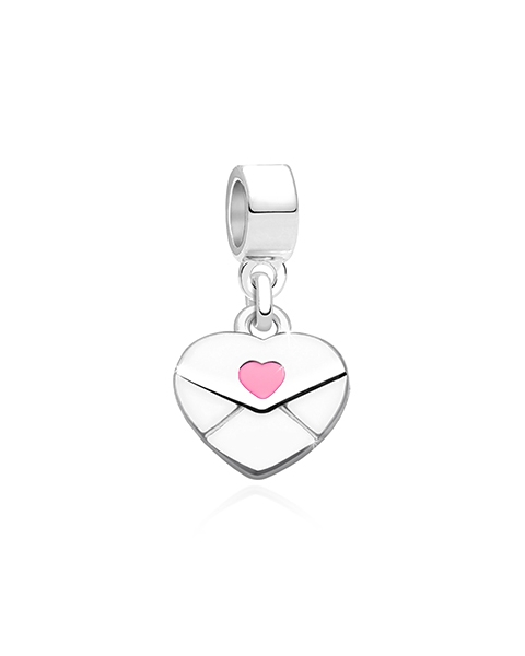 Sending My Love, Sterling Silver Heart Letter, Double Sided with Enamel - Children&#039;s Adoré™ Dangle Charm