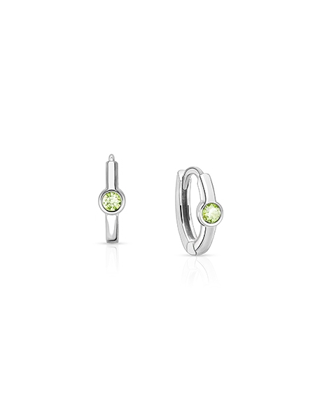 August Birthstone 9mm Huggie Hoops, Swarovski® Crystal Baby/Children&#039;s Earrings - Sterling Silver