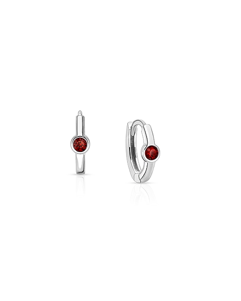 January Birthstone 9mm Huggie Hoops, Swarovski® Crystal Baby/Children&#039;s Earrings - Sterling Silver
