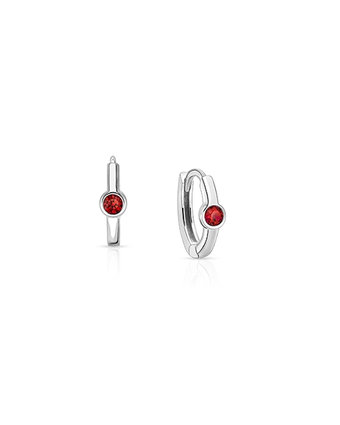 July Birthstone 9mm Huggie Hoops, Swarovski® Crystal Baby/Children&#039;s Earrings - Sterling Silver