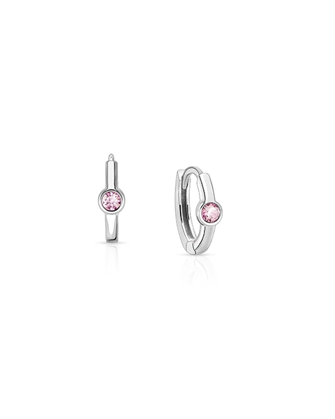 June Birthstone 9mm Huggie Hoops, Swarovski® Crystal Baby/Children&#039;s Earrings - Sterling Silver