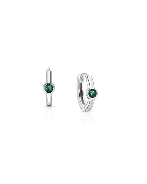 May Birthstone 9mm Huggie Hoops, Swarovski® Crystal Baby/Children&#039;s Earrings - Sterling Silver