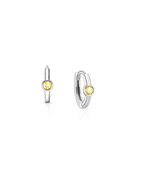 November Birthstone 9mm Huggie Hoops, Swarovski® Crystal Baby/Children&#039;s Earrings - Sterling Silver