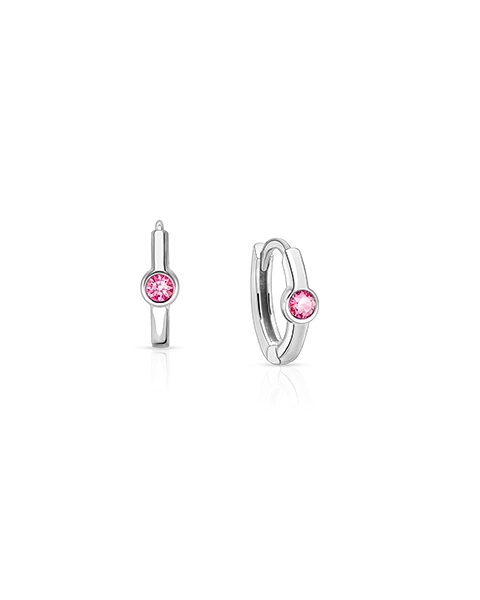 October Birthstone 9mm Huggie Hoops, Swarovski® Crystal Baby/Children&#039;s Earrings - Sterling Silver