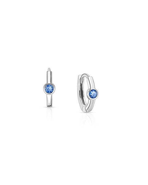 September Birthstone 9mm Huggie Hoops, Swarovski® Crystal Baby/Children&#039;s Earrings - Sterling Silver