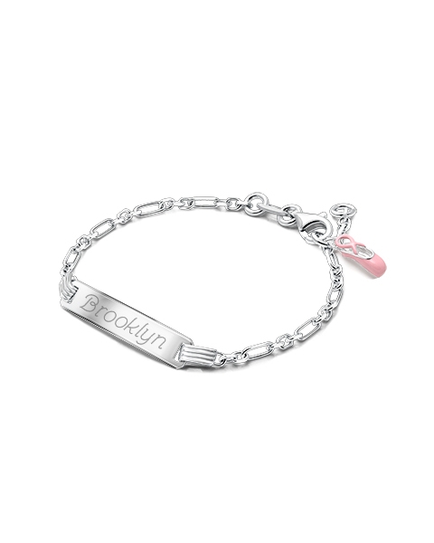 Modern Bar, Baby/Children&#039;s Engraved ID Bracelet for Girls - Sterling Silver