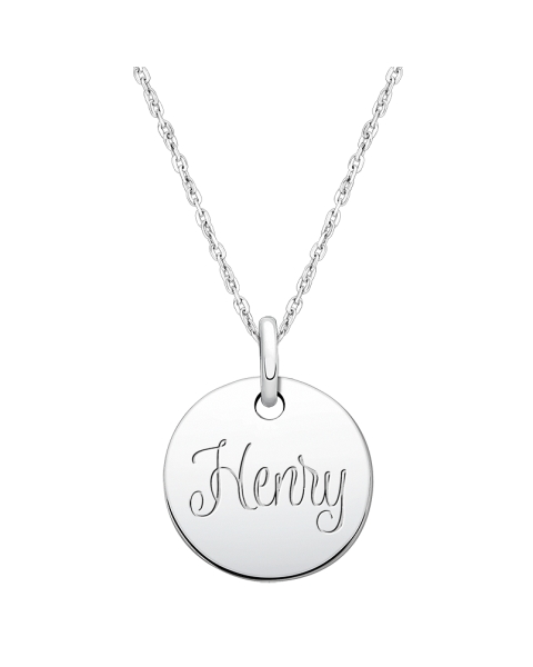 Small Round, Engraved Children&#039;s Necklace for Boys (FREE Personalization) - Sterling Silver