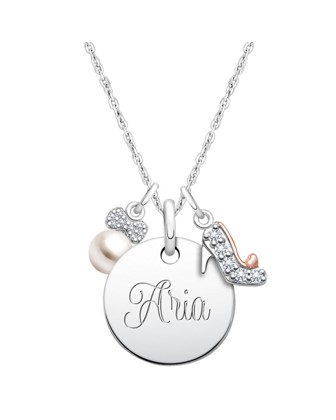 Small Round &quot;Design Your Own&quot; Teen&#039;s Necklace for Girls (50+ Optional Charms &amp; FREE Engraving) - Sterling Silver