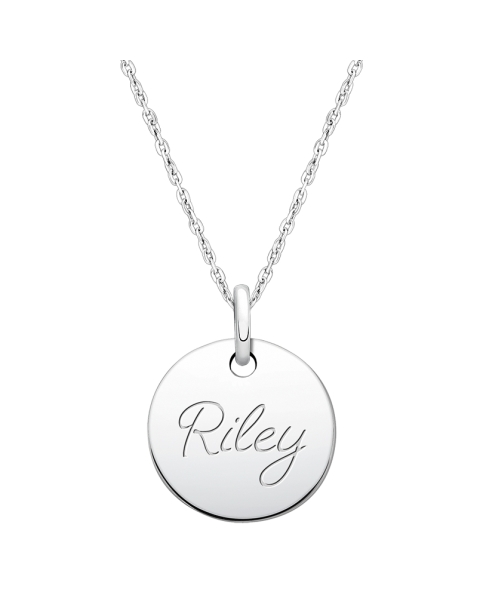 Small Round, Engraved Teen&#039;s Necklace for Girls (FREE Personalization) - Sterling Silver
