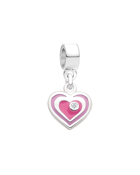 Sparkle in My Heart, Sterling Silver, Pink Enamel and CZ Heart - Children&#039;s Adoré™ Dangle Charm