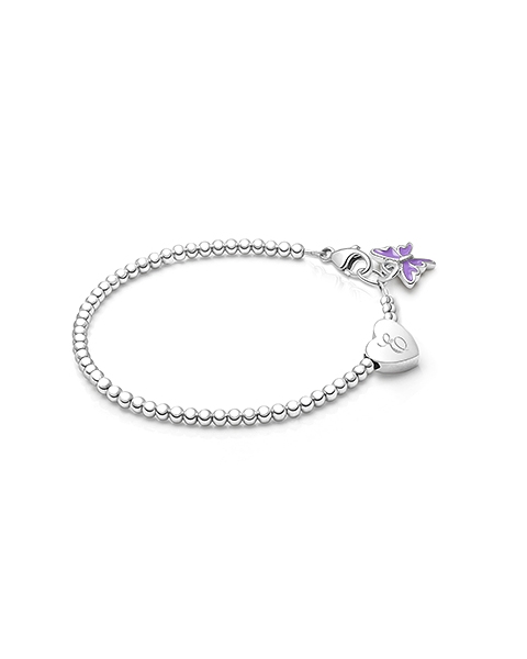 Dainty Heart, Baby/Children’s Beaded Bracelet for Girls (INCLUDES Engraved Initial) - Sterling Silver