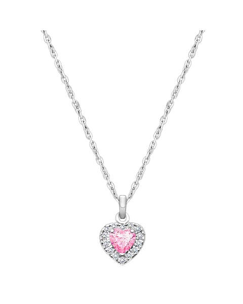 Blissful Heart, Children&#039;s Pink/Clear CZ Necklace for Girls - Sterling Silver