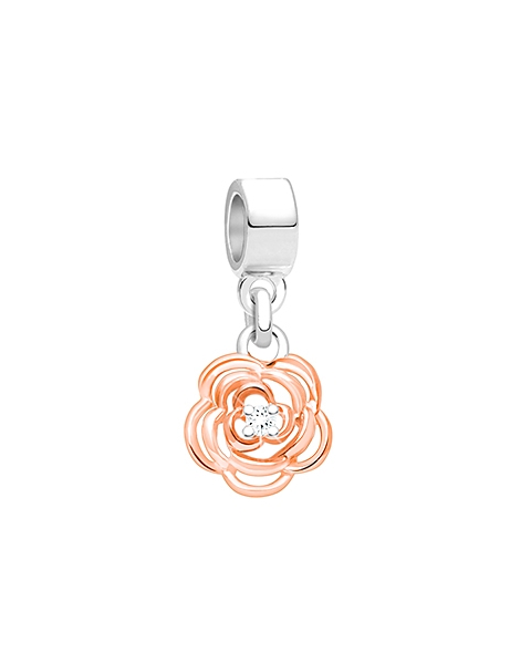 Sweet as a Rose, 2-Tone Sterling Silver with 14K Rose Gold Plating - Children&#039;s Adoré™ Dangle Charm