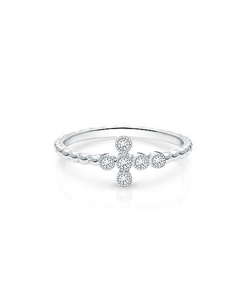 Walk by Faith, Clear CZ Cross Teen&#039;s Ring for Girls - Sterling Silver