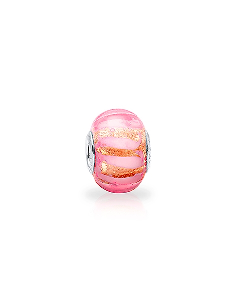 Warm Hugs, Sterling Silver and Entwined Pink &amp; Gold Murano Glass (Hand Made in Italy) - Children&#039;s Adoré™ Charm