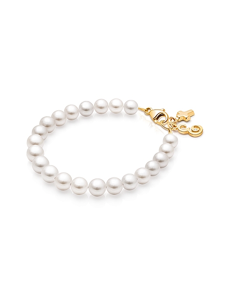 5mm Cultured Pearls, Baby/Children&#039;s Beaded Bracelet for Girls - 14K Gold