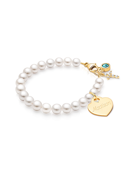 Solid Gold Pearl Bracelet for Teens