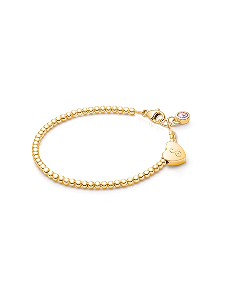 Dainty Heart, Baby/Children’s Beaded Bracelet for Girls (INCLUDES Engraved Initial) - 14K Gold