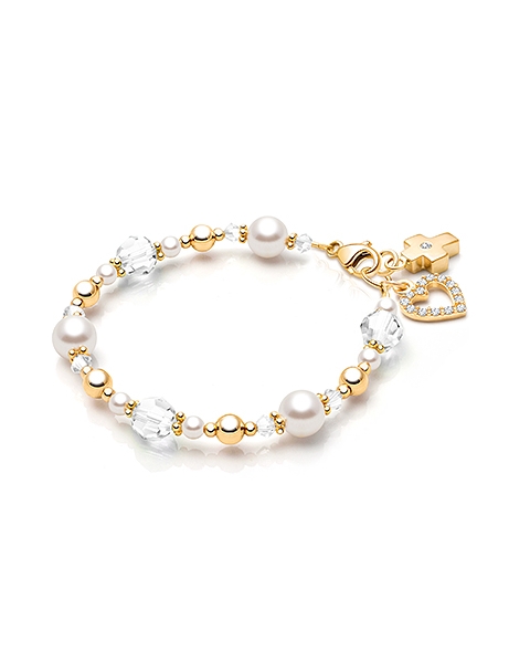 My Little Sunshine Birthstone, Christening/Baptism Baby/Children&#039;s Beaded Bracelet for Girls (All 12 Birthstones Avail) - 14K Gold