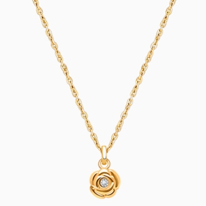 Blushing Rose, Clear CZ Children&#039;s Necklace for Girls - 14K Gold