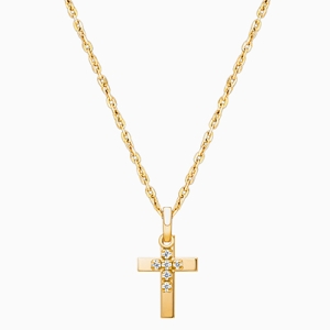 Pure Faith, Cross Duo Children's Necklace for Girls - 14K Gold