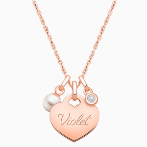14K Rose Gold Baby Heart &quot;Design Your Own&quot; Children&#039;s Necklace for Girls (Optional Charms &amp; FREE Engraving) - 14K Rose Gold