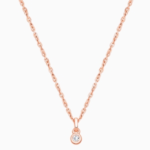 My 1st Diamond, Teeny Tiny Teen&#039;s Necklace with Genuine Diamond for Girls - 14K Rose Gold