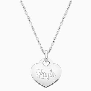 14K White Gold Baby Heart, Engraved Teen&#039;s Necklace for Girls (FREE Personalization) - 14K White Gold